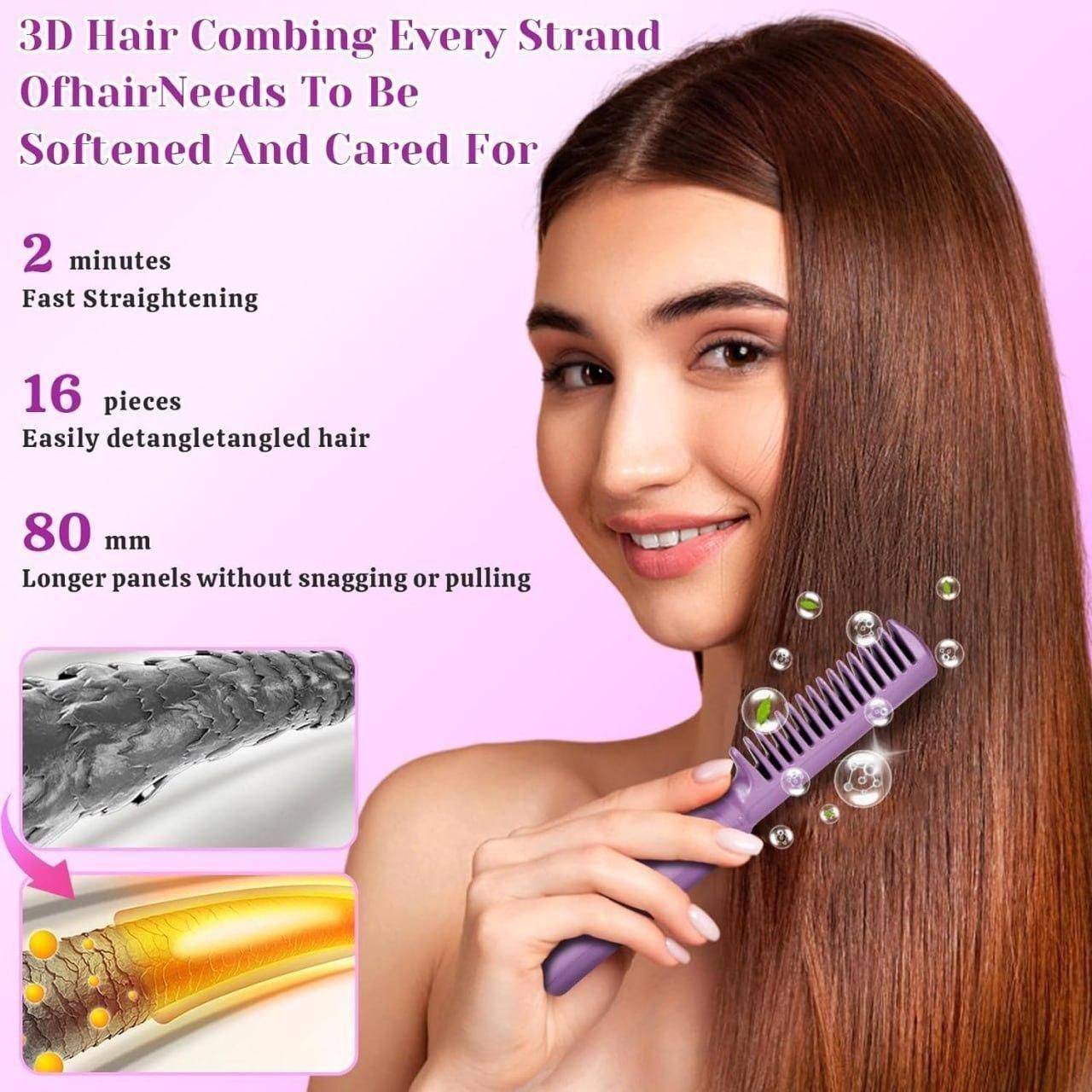Portable Mini Hair Straightener Cordless Rechargeable Hot Comb