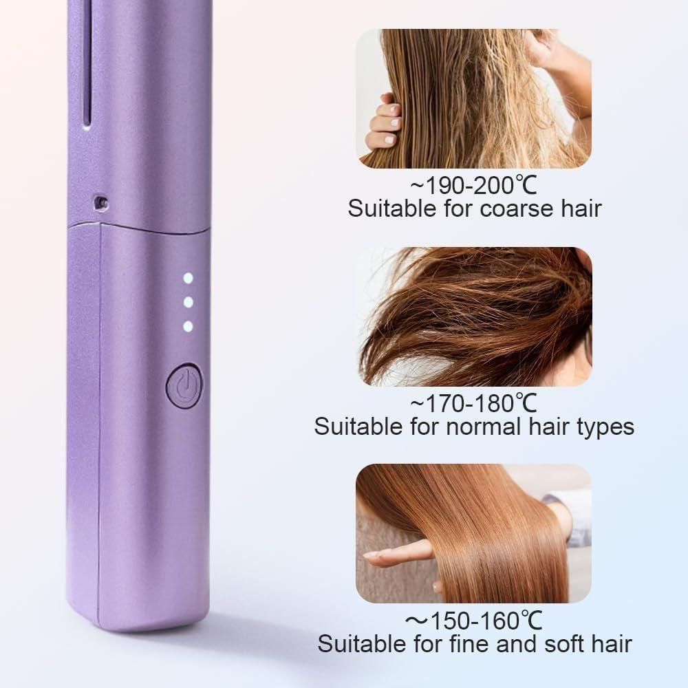 Portable Mini Hair Straightener Cordless Rechargeable Hot Comb